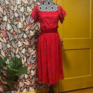 Express Red Lace Cocktail Dress Size M